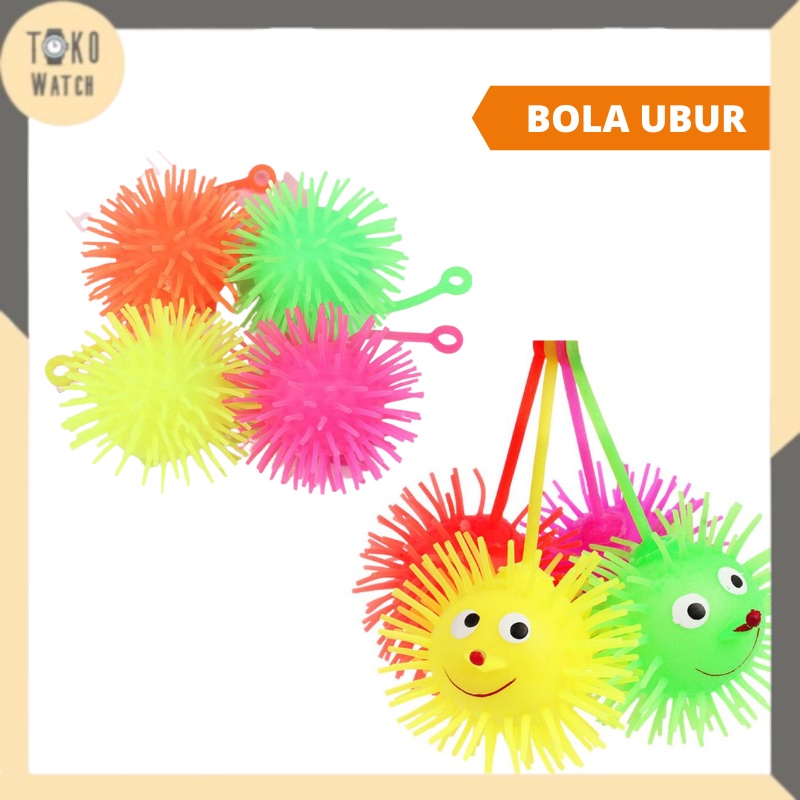 Bola Ubur Mainan Bayi Anak Puffer Ball Ubur Ubur Karet LED Bola Duri Lampu LED TW