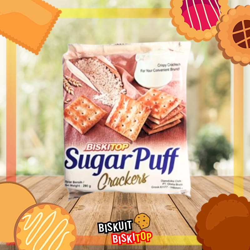 

B.BISKITOP - SUGAR PUFF 280gr Biskuit Kue Kering Anak Dewasa Enak Renyah Biscuit Rasa Gula Manis