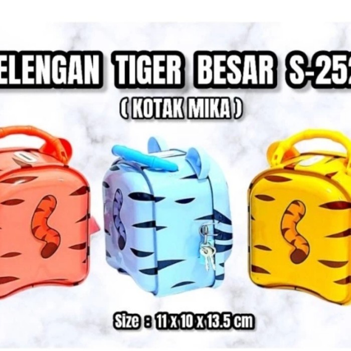 Celengan TIGER / HARIMAU BESAR KOTAK MIKA dengan Kunci Gembok