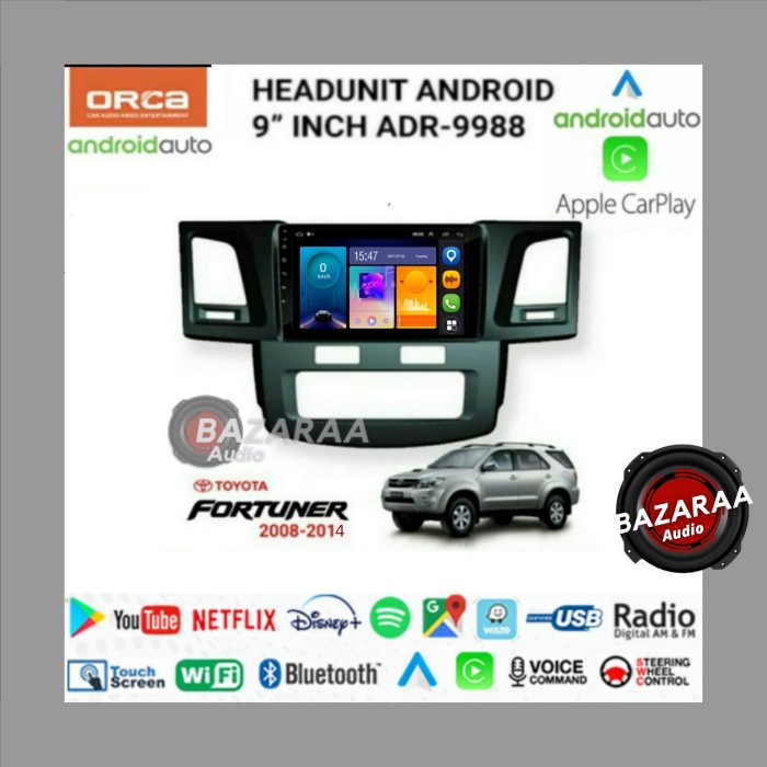 Head Unit Android ORCA 9 Inch FORTUNER 2008 - 2014 New Standard