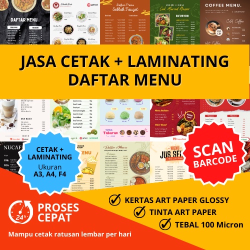 

Cetak Daftar Menu | Barcode | QR | Ukuran A3 A4 F4