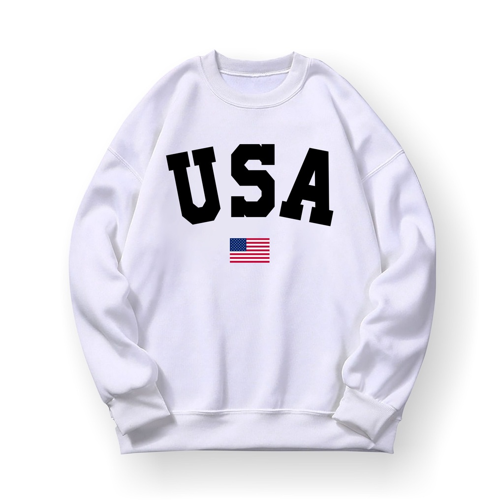 Jaket Sweater USA Sweatshirt Basic   Crewneck Pria Wanita Cowok Cewek Keren Tebal Branded Original T