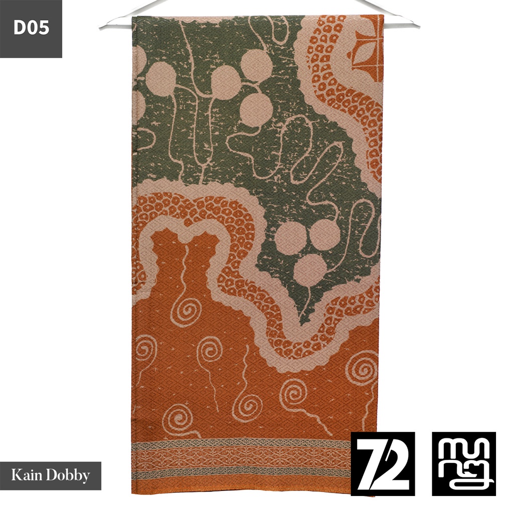 KAIN BATIK PREMIUM Bahan Dobby Motif Abstrak Naga Alam Warna Orange Hijau 724350 Cap 72 Jarik Jarit 