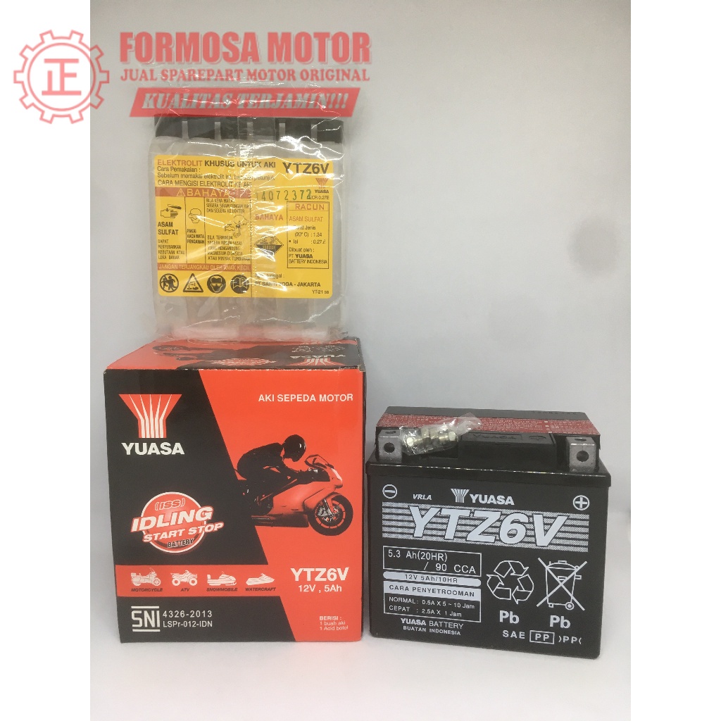 AKI KERING YUASA YTZ6V MOTOR PCX, VARIO 125/150 YUASA YTZ6V ORIGINAL