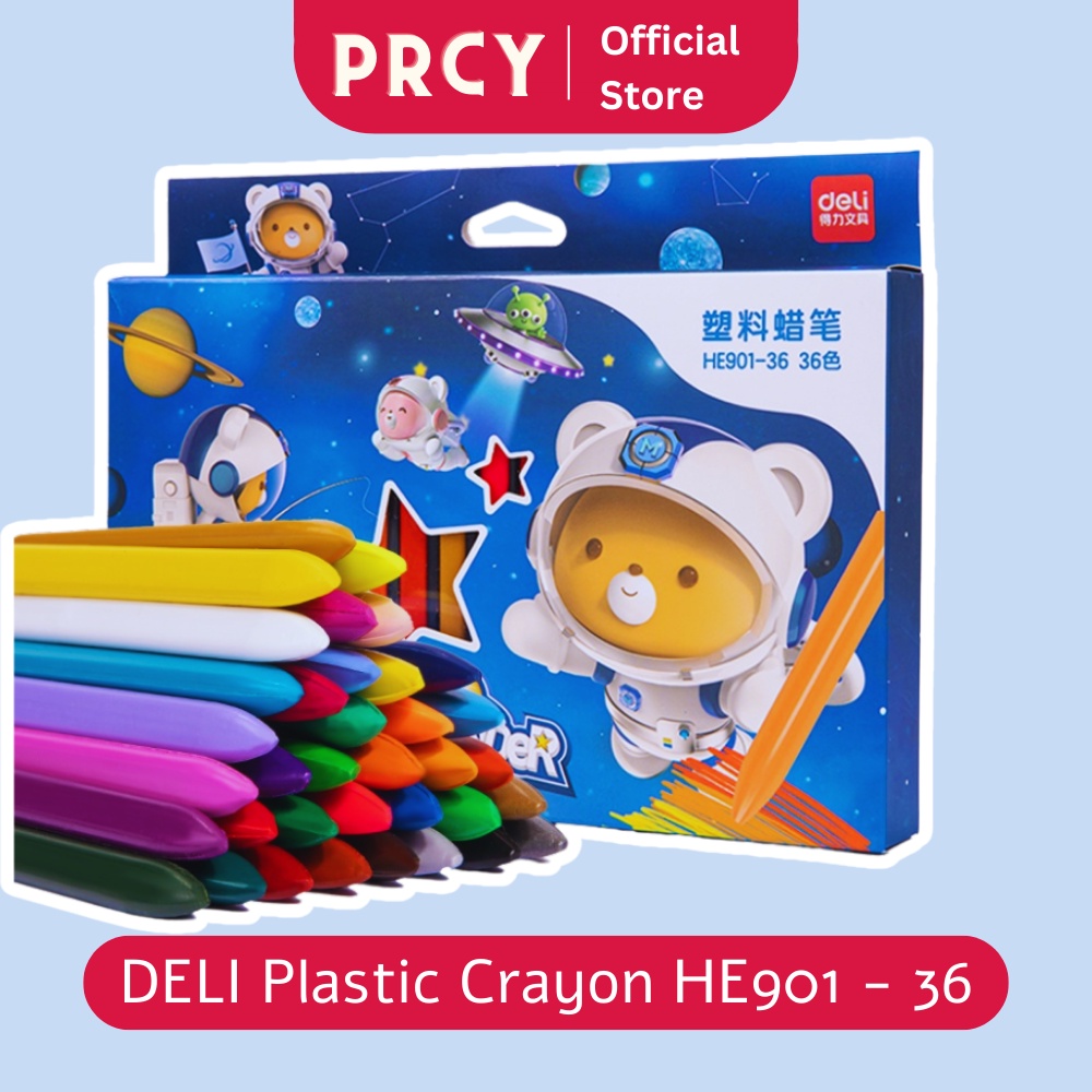 

Perlengkapan Menggambar Krayon Deli Plastic Crayon (ASST) HE901-36 Pensil Warna