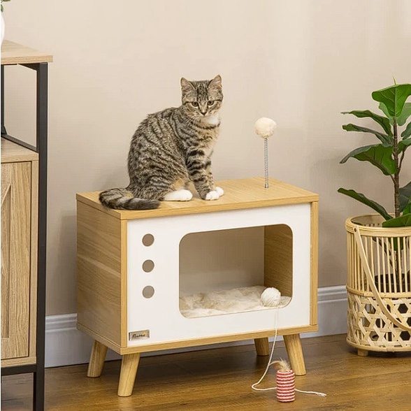 rumah kucing estetik kandang cat house kayu modern pet house