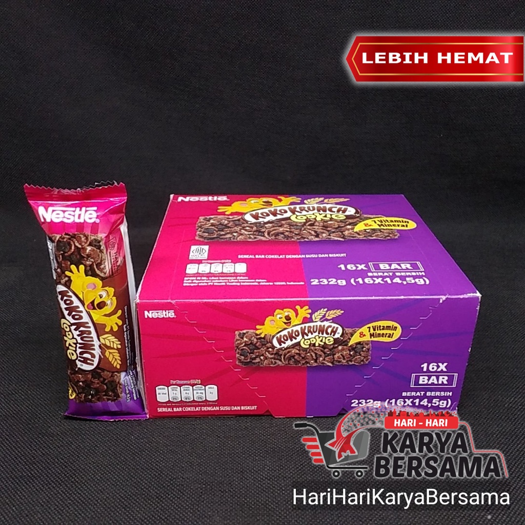 

NESTLE KOKO KRUNCH COOKIE SEREAL BAR COKELAT BOX 16'S X 14.5GR
