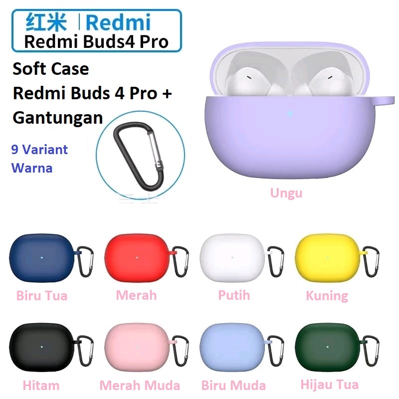 Soft Case Silikon TWS Redmi Buds 4 Redmi Buds 4 Pro Redmi Buds 4 Lite + Carabiner