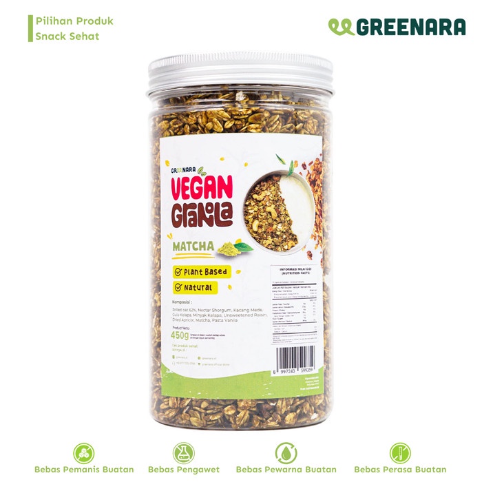 

[KUALITAS TERBAIK] Vegan Granola Matcha 450gr / Granola Matcha Termuarah
