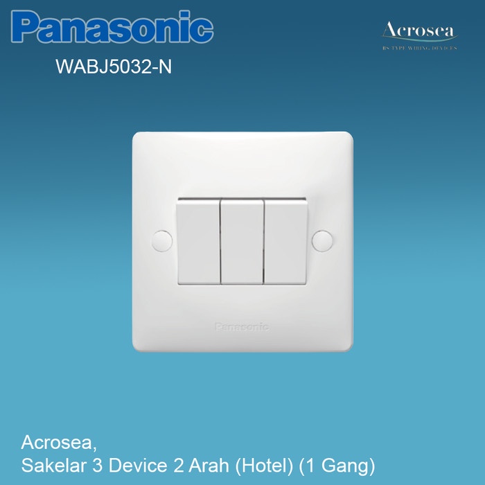 Panasonic Acrosea Sakelar, 3 Device 2 Arah (Hotel) (1 Gang) WABJ5032-N