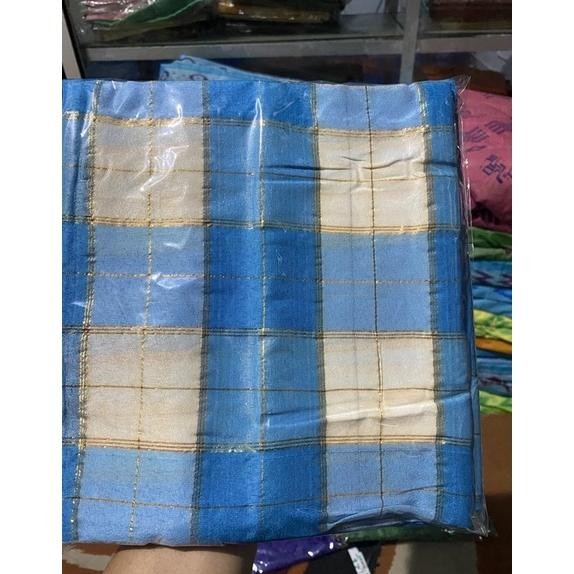 Kain Sarung Bugis KDI Kotak, Sengkang-Makassar…. - Biru,Putih