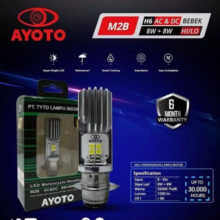 ( 100% ORI) Lampu Depan LED AYOTO Motor Bebek Matic AC DC Tinggal Pasang Beat Vario Mio Jupiter DLL 
