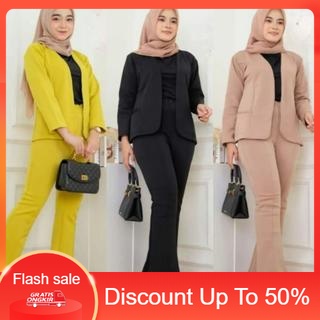 (PROMO) ONE SET BLAZER NABILA CELANA CUTBRAY BAHAN SCUBA PREMIUM SETELAN BLAZER CUTBRAY / EHZY STORE