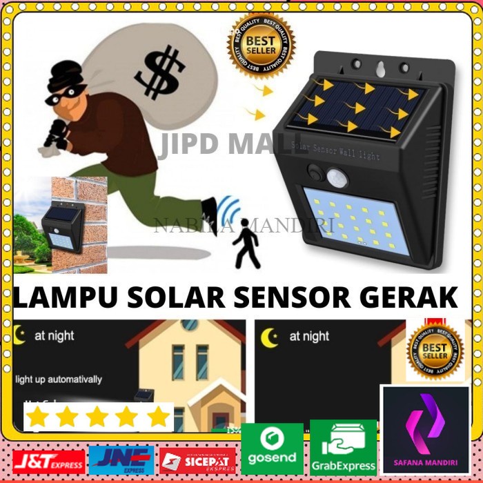 Lampu Sensor Cahaya Tenaga Surya Otomatis untuk Keamanan Rumah