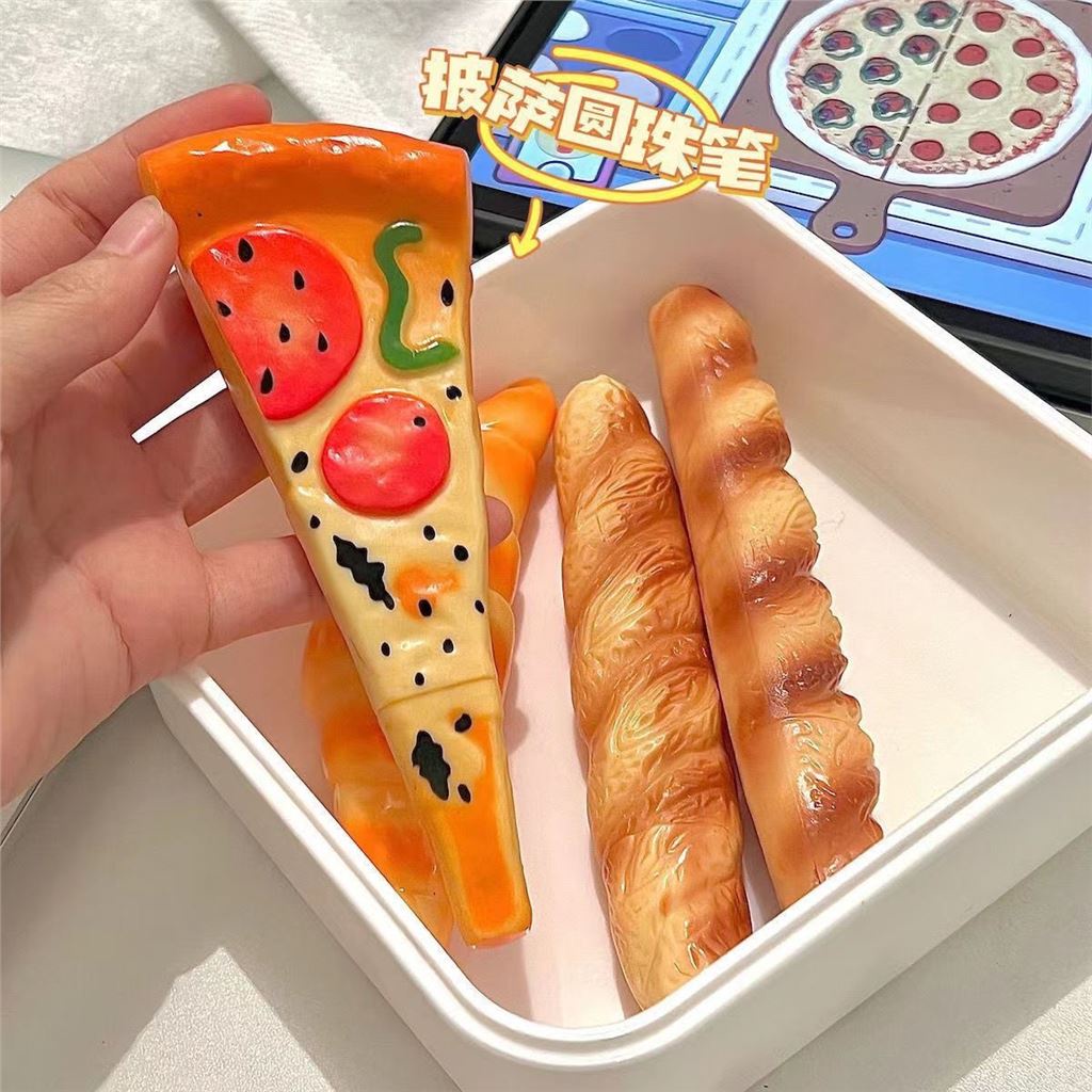 

Male and female student stationery, personalized pizza, simulated food, bread, ballpoint pen