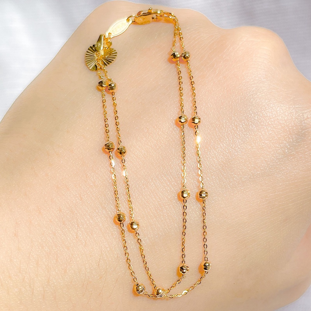 Gelang tangan anak dan dewasa emas asli kadar 750 75% 17k jedar 2 layer rantai tiger polo merica uki