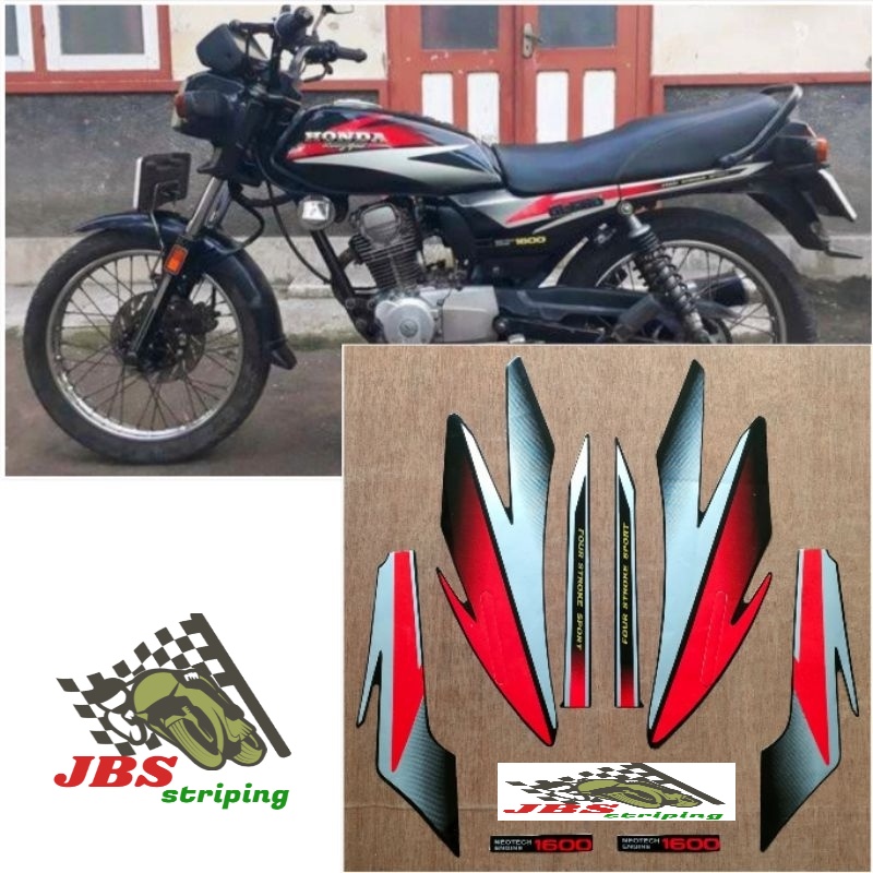 Striping  Honda GL Pro hitam Lis merah tahun 1996 stiker lis les strip gl