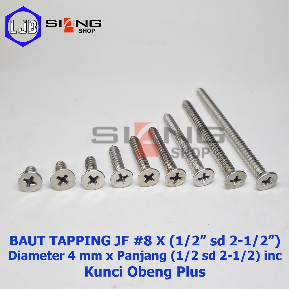 Baut Stainless JF #8 Sekrup Tapping Screw