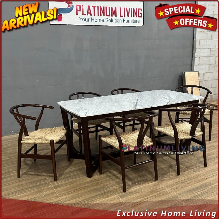 Meja Makan Marmer 6 Kursi Meja Makan marmer Kursi Jati Meja Makan Indonesian Furniture