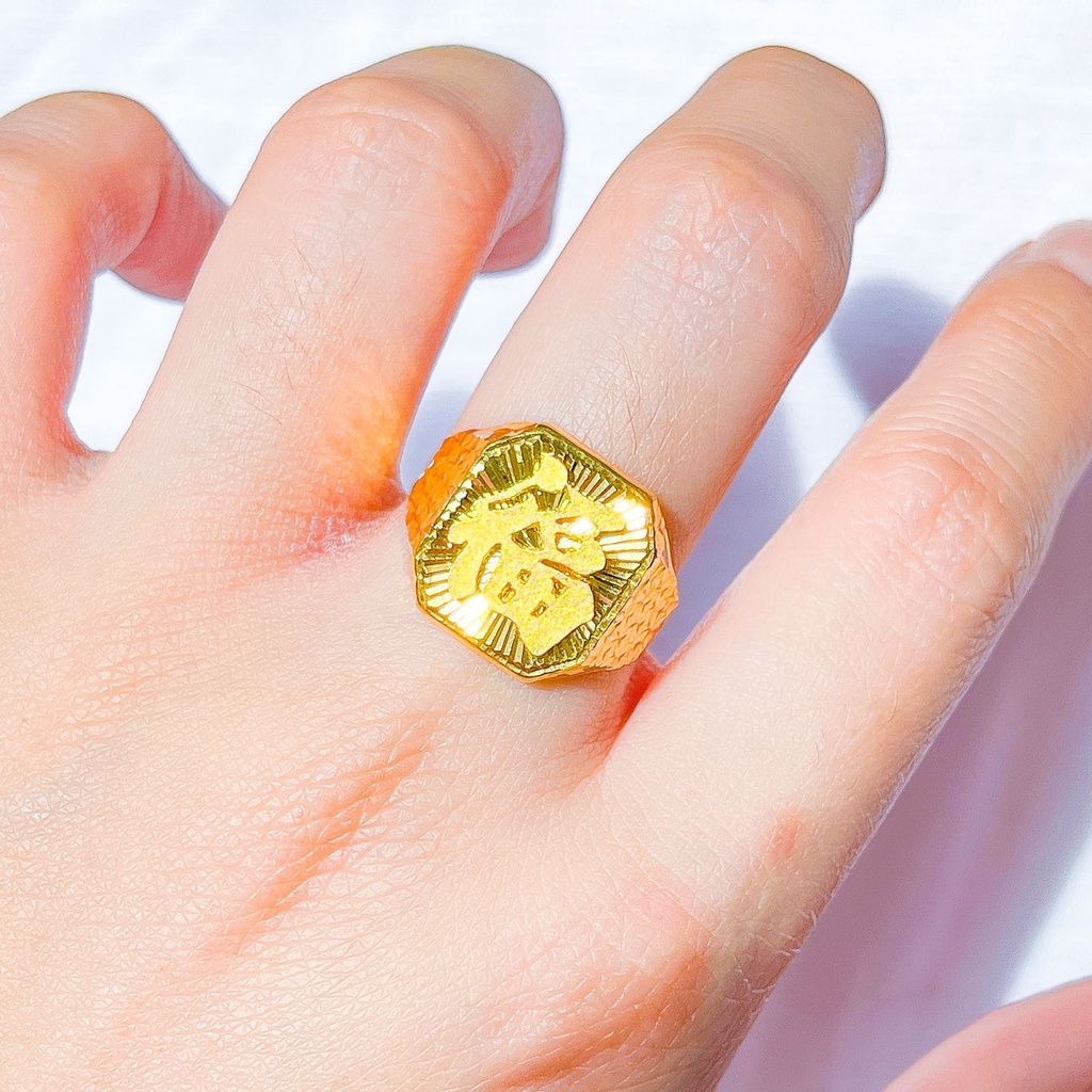 Cincin pria anak dan dewasa emas asli kadar 70 lokal 65% hoki blessing hok doff ukir kilat tanpa per