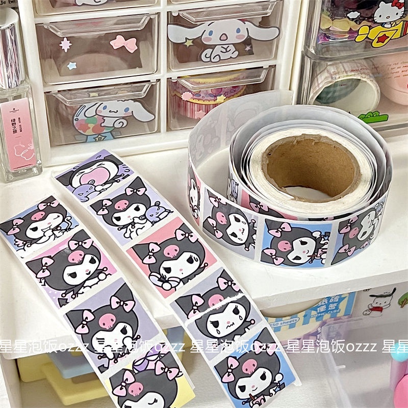 

WYNOLSHOP21 (200Pcs) Stiker Roll Aesthetic Cinnamorol Kuromi / Sticker decor serbaguna motif sanrio