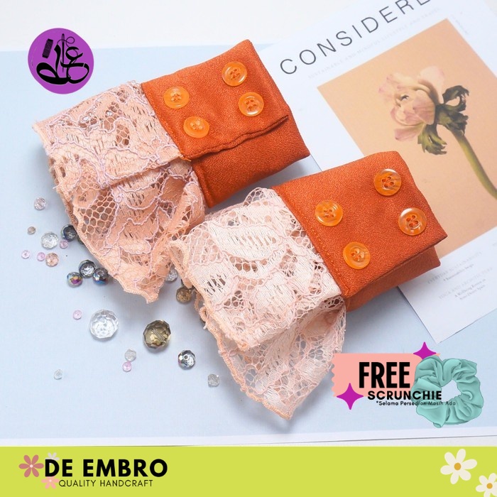 Manset tangan pendek wanita renda lengan tambahan  1 Set Bauty Lace Cuffs Manset tangan brokat renda