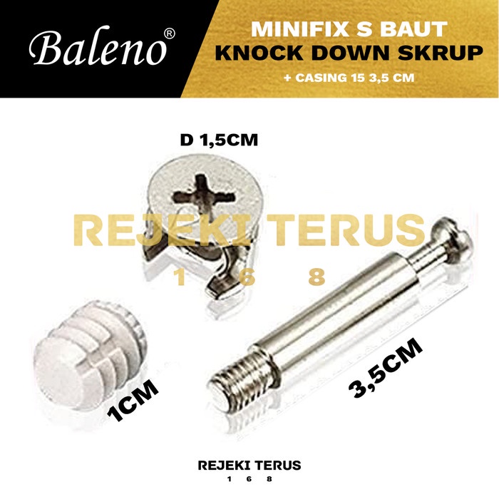 Set Minifix S Baut Knock Down Skrup + Casing 15 3,5 cm Furniture