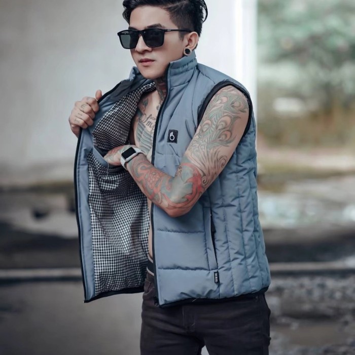✨BISA COD✨ -Jaket rompi parasut pria vest motor - Abu muda, L Vest Trendy Rompi Fashion Rompi Import