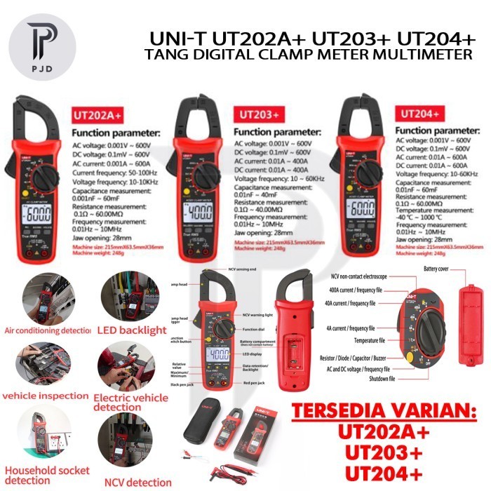 Uni-T UT202A+ UT203+ UT204+ Digital Clamp Meter Multimeter Tang Amper