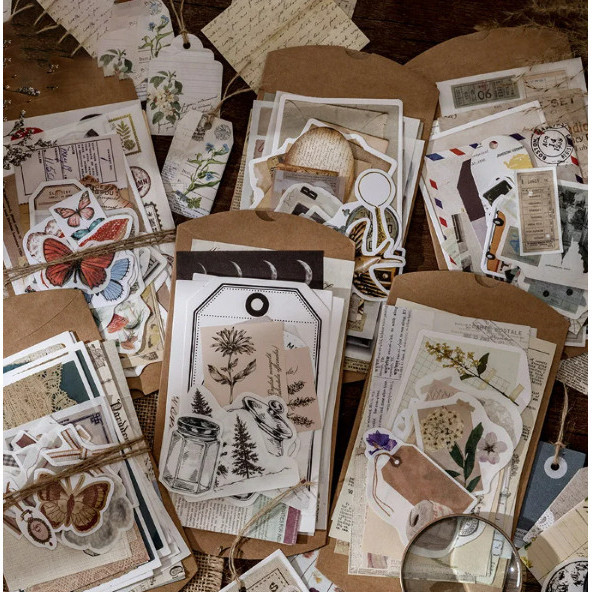 

Paket Set Scrapbook Stickers Vintage Pack Stiker Deco 30 Lembar DIY