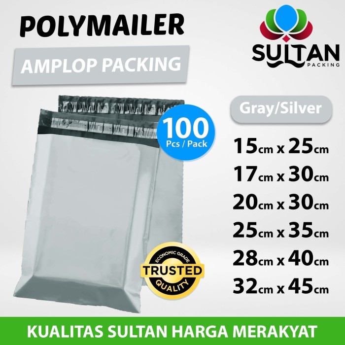 

Polymailer pack POLOS amplop packing plastik RUSFET isi 100 polimailer - Abu-abu, 32cm x 44cm
