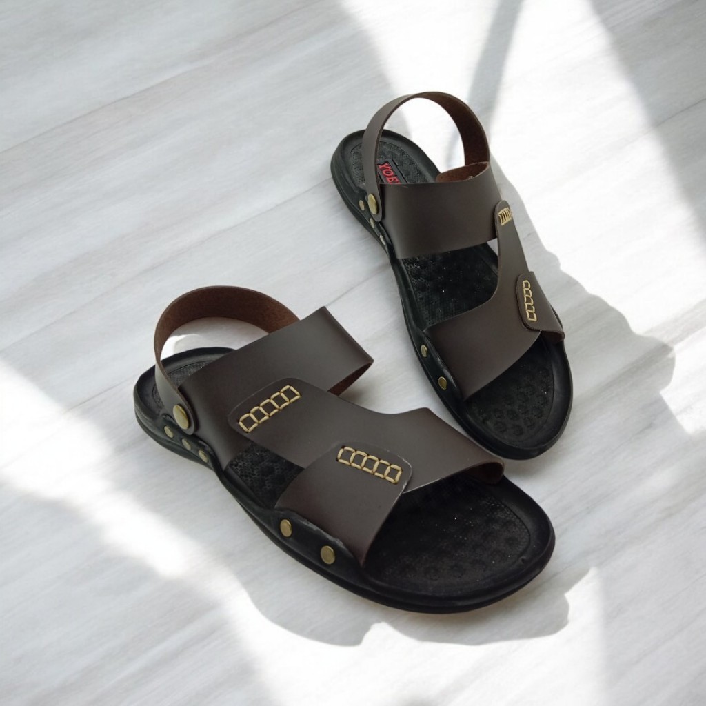 Sandal Slop Kulit Pria Original 100% / Sandal Kokop Pria Keren Murah / Sandal Kulit Merk YOENKOE Bua