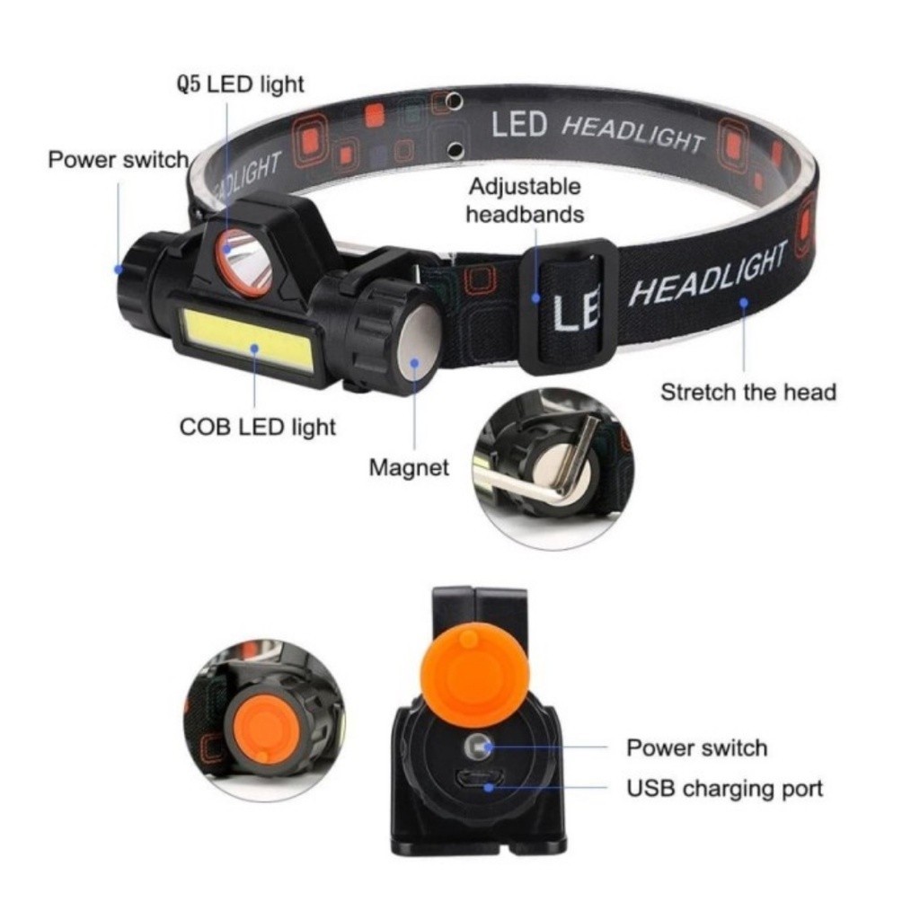 HEADLAMP SENTER KEPALA LED USB