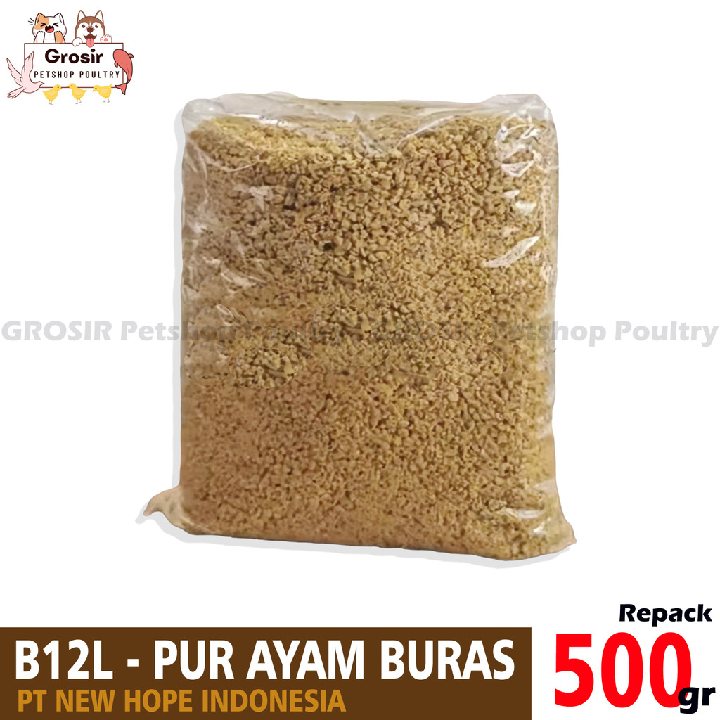 Pur pakan ayam B12L Pakan Ayam Buras Grower dari New Hope Feed kemasan 500 gram