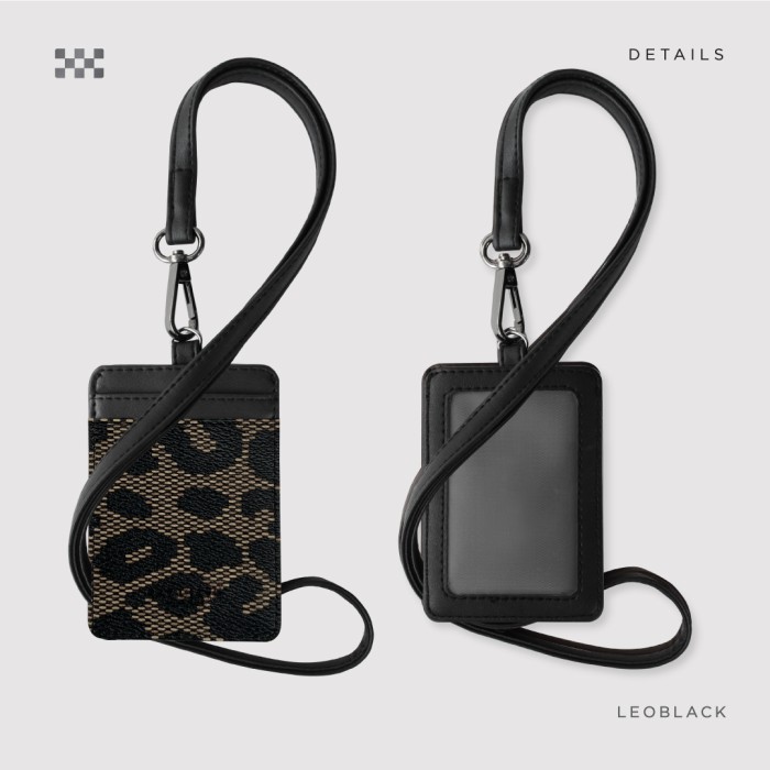 

[BEST]Promo Ray Cláyn - ID Card Lanyard II/ Name Tag / Lanyard ID Cardholder Kulit - Leo Black, Tanpa Box