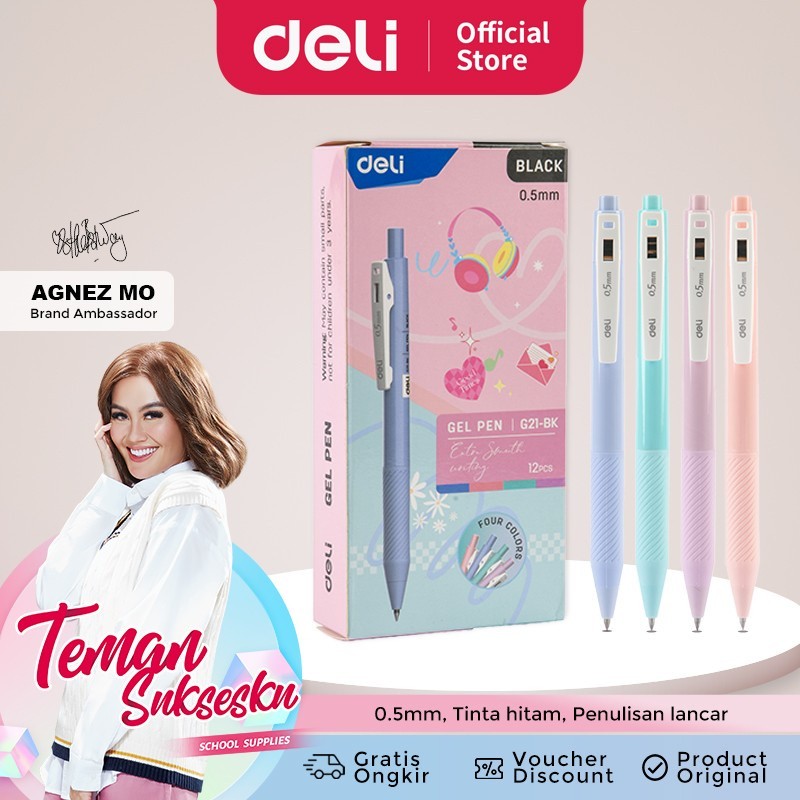 

Gel Deli Pen 0.5mm Tinta Hitam Warna Lucu [ Edisi AGNEZ MO ] - CG21-BK