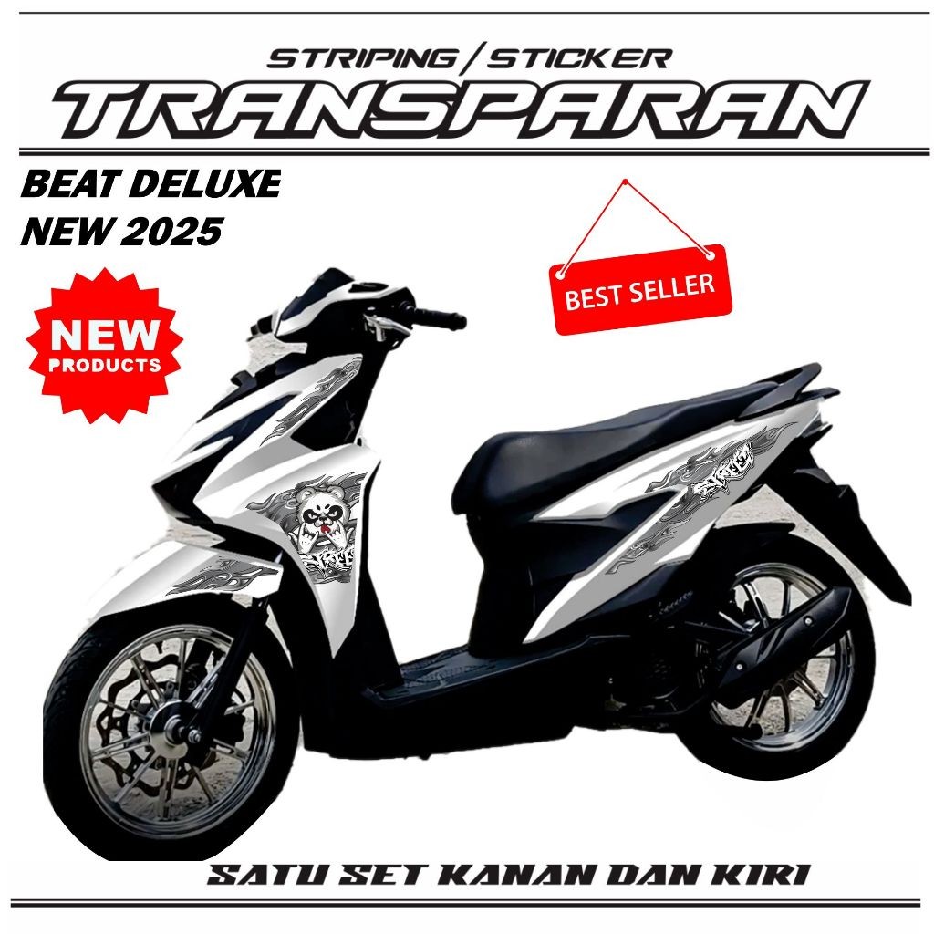 STRIPING STICKER TRANSPARAN UV HONDA BEAT DELUXE 2025 NEW PRODUCTS POLET SIMPLE V7 STRIPING KEREN MO