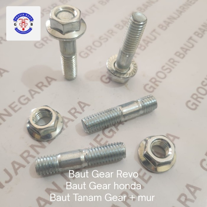 (Paket isi 10 Biji) Baut Gear Honda / Baut Gear Revo / baut Tanam Gear + mur 8x35