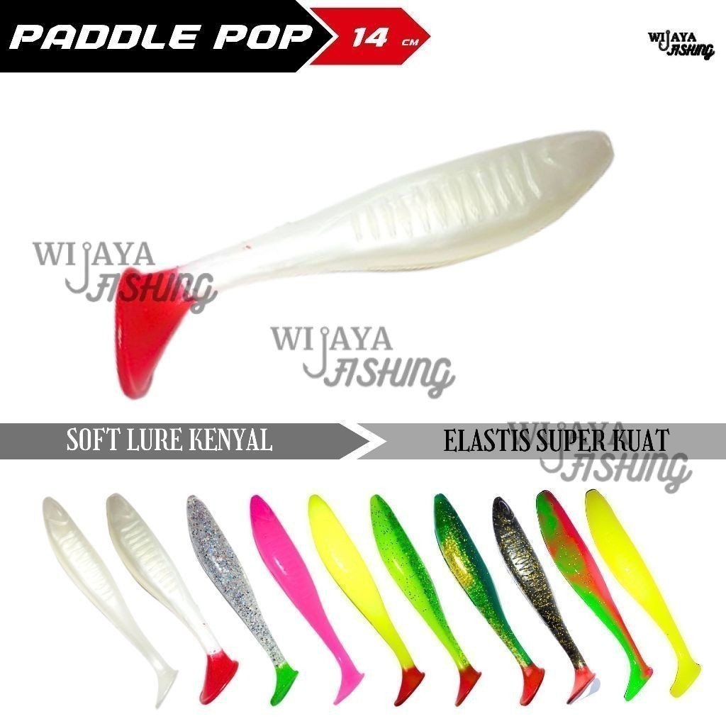 Soft Lure Kenyal PADDLE POP 14cm dan Worm Hook 7/0 Umpan Mancing SIlikon Karet Casting Tersedia Kail