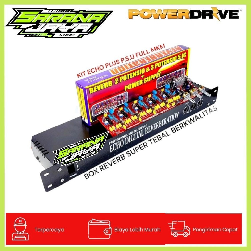 Paket kit Box + Kit ECHO Reverb 3 Potensio Reverbration