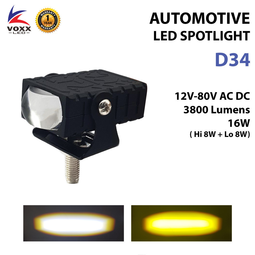 VOXX LED Lampu Tembak Sorot Grill Mobil Motor 16W 80V D2 Slim Mini Laser Gun Kotak D34
