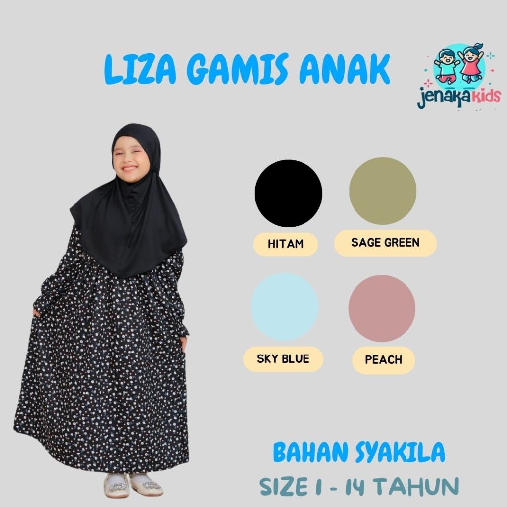 KIDZFUN Liza Gamis Anak Perempuan Warna Hitam