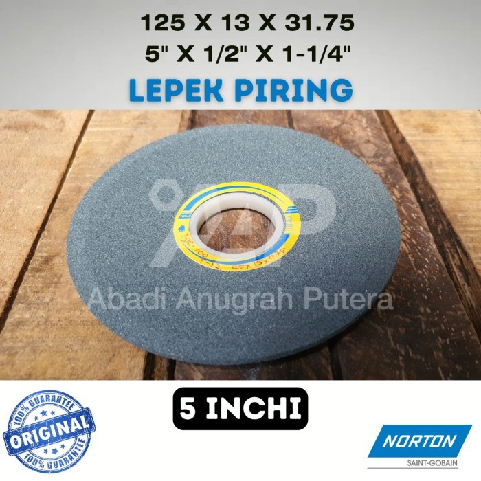 Batu Gerinda Poles 5 inch 125x13x31,75 NORTON Mata Gurinda Asah Duduk Piring Lepek Hijau Flaring Dis