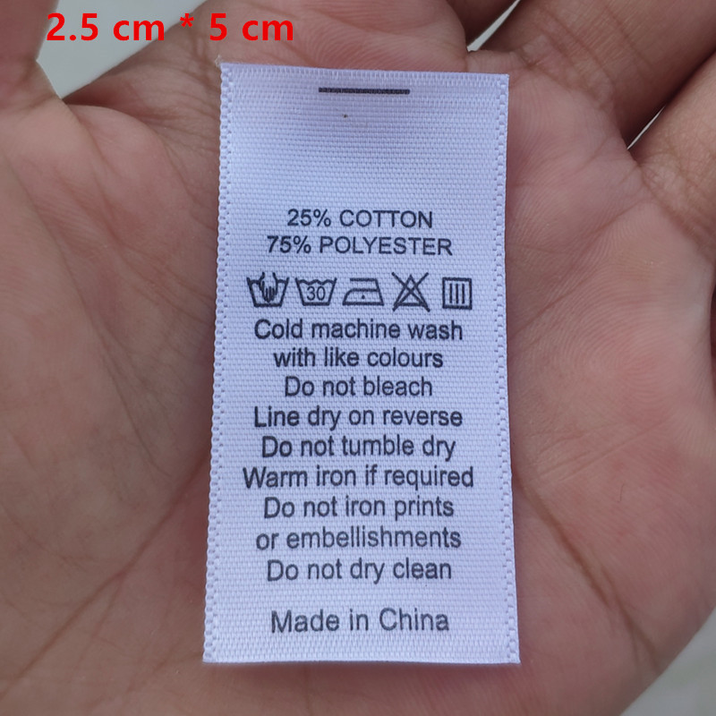 

500PCS Clothing Tags 2.5 * 5 cm Custom Satin washing labels White care label