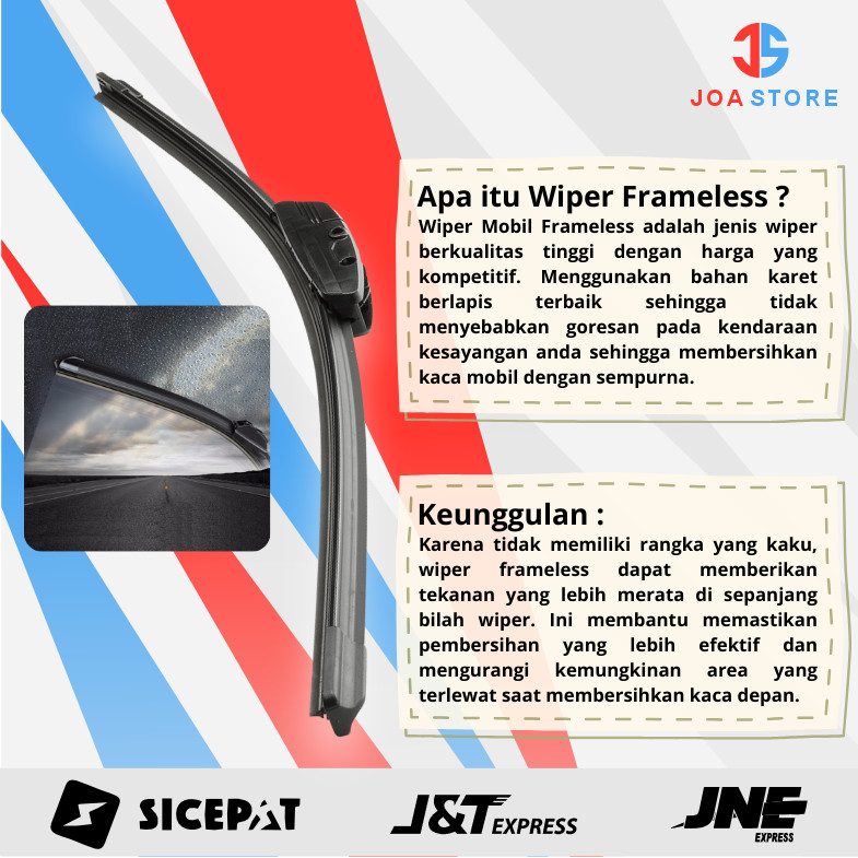 JKH Wiper Truk RAGASA Model Frameless 1 Set Kiri dan Kanan - Karet Wiper Mobil Ragasa Variasi Truk