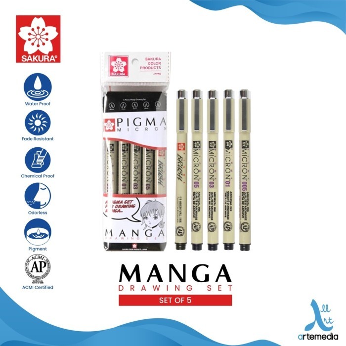 

Drawing Pen Sakura Pigma Micron Set 5 Tip Pulpen Gambar - PIGMA MICRON, SET 5