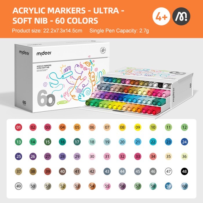 

Mideer Acrylic Markers Ultra-Soft Nib Set Kesenian Anak - 24