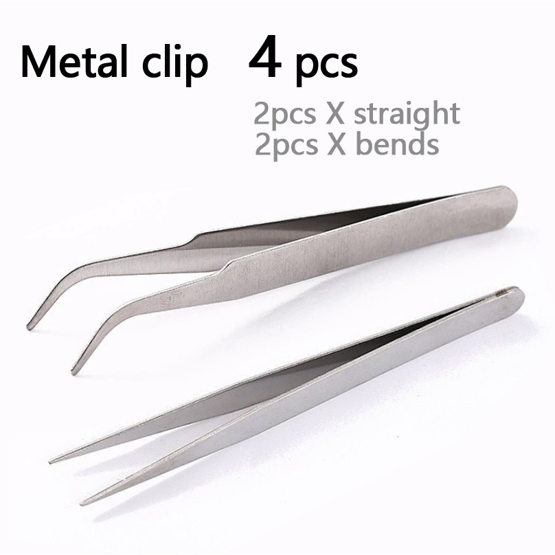 

4 pcs Metal Plastic Tweezers Hama Beads Clip For Fuse Beads 5mm/2.6mm Perler Iron Beads Tools Jewelry Beads Accessories