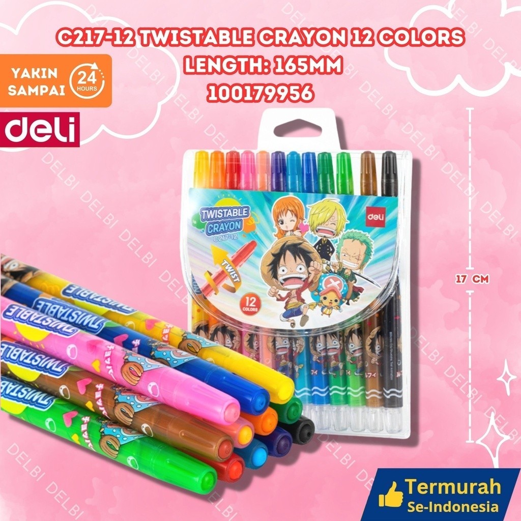 

BOBOMART X Deli Twistable Crayon One Piece Edittion C217-12 Twistable Crayon 12 Colors length: 165mm