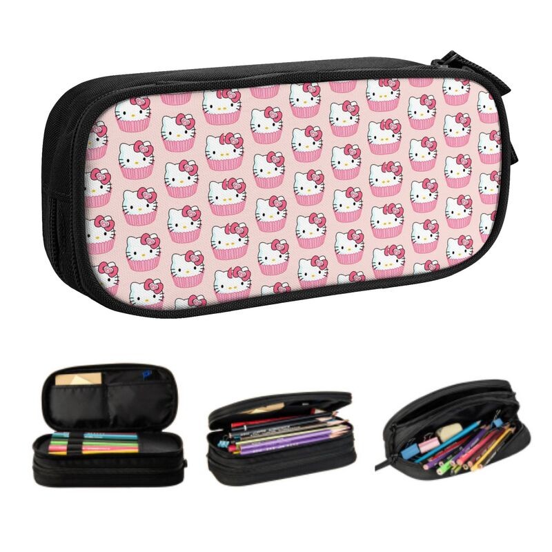 

Custom Cute Hello Kitty Cat Pattern Pencil Case for Boys Gilrs Large Capacity Pen Box Bag School Supplies